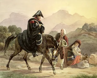 Italský policista na koni s venkovským lidem, cca 1830